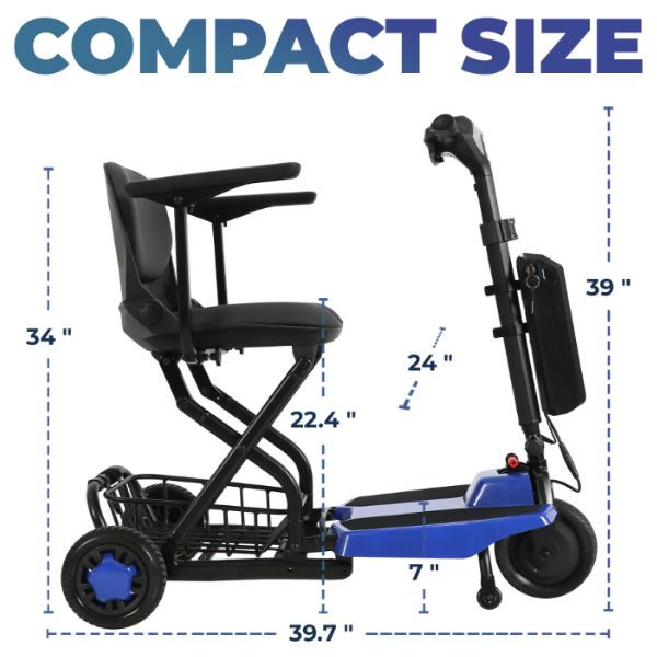 Super Light Flight Folding Travel 3-Wheel Mobility Scooter
