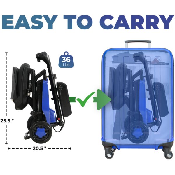 Super Light Flight Folding Travel 3-Wheel Mobility Scooter