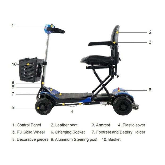 Optimus Automatic Folding Travel Mobility Scooter